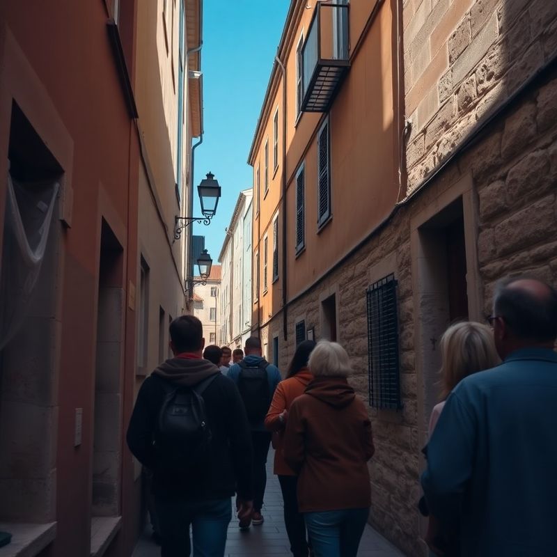 Uska kamena ulica u zadarskoj staroj gradskoj jezgri, jutarnje svjetlo